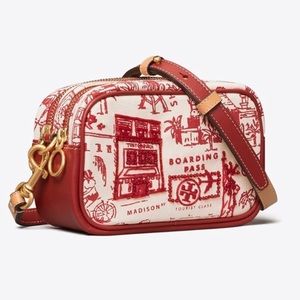TORY BURCH Perry Printed Canvas Mini Bag - Red Destination